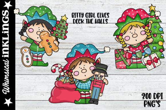 Bitty Girl Elves Deck the Halls: A Festive Addition to Your Holiday Projects