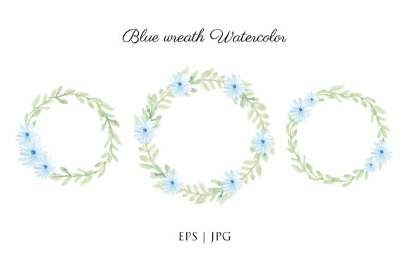 Blue Wreath Watercolor for Winter Designs