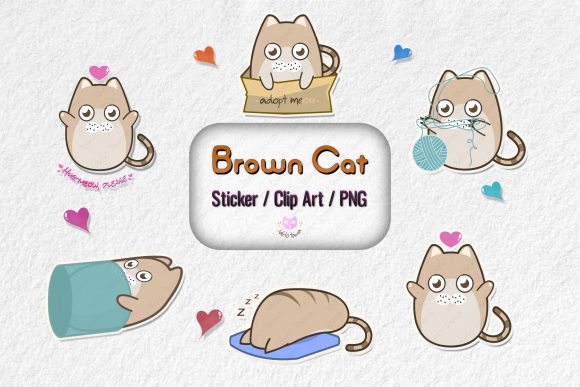 Brown Cat Sticker Clip Art PNG