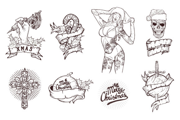 Christmas Tattoo Set: A Festive Design Collection