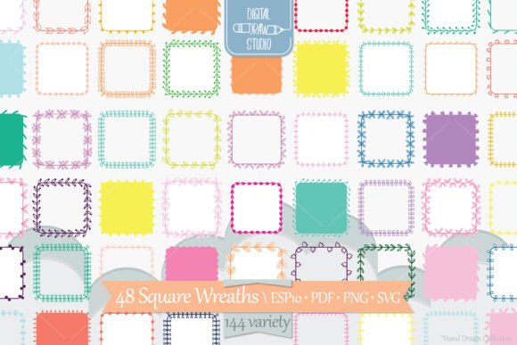 Color Square Wreaths Borders, Frames: A Versatile Digital Resource for Creative Projects