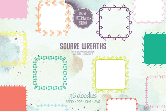Color Square Wreaths Hand Drawn Frames: A Versatile Tool for Creative Projects