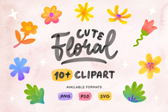 Cute Floral Clipart Illustrations for Creative Projects