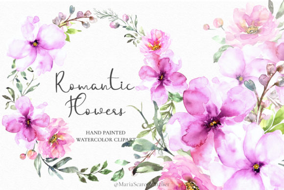 Explore the Beauty of Romantic Flowers - Watercolor Floral Set