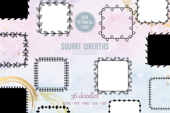 Exploring the Artistry of Square Wreaths Hand Drawn Frames for Creative Projects