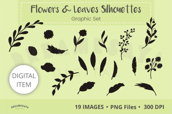 Flower Leaves Silhouette PNG Clip Art