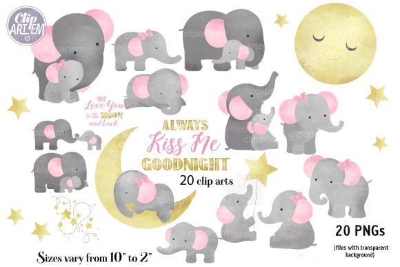 Girl Baby Elephant PNG Clip Art Collection