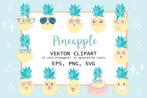 Pineapple Wearing Sunglasses 24 Design: A Versatile Vector Collection for Creative Projects