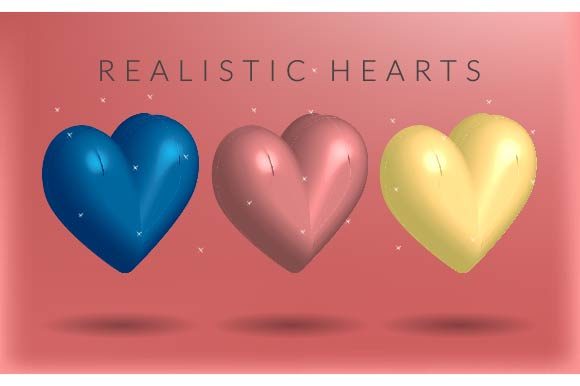 Set Love Realistic 3D, Heart Colorfull: A Versatile Design for Romantic and Celebratory Occasions