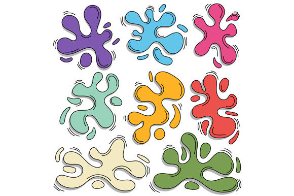Set Paint Splatter Colorful Flat Style: A Versatile Design Asset for Creative Projects