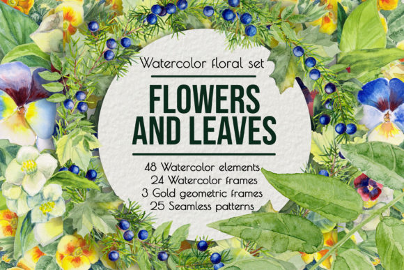 Summer Flowers Watercolor Clip Art