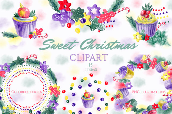 Sweet Christmas Clipart Dessert Wreath and Bright Christmas Wreaths for Festive Decorations