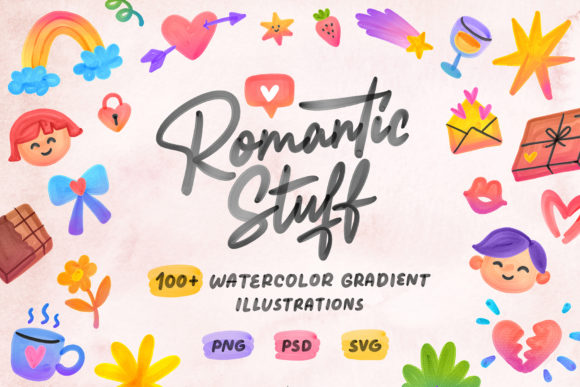 Unlocking Creativity with 100 Romantic Stuff Illustrations: A Modern Design Resource for Professionals and Creators