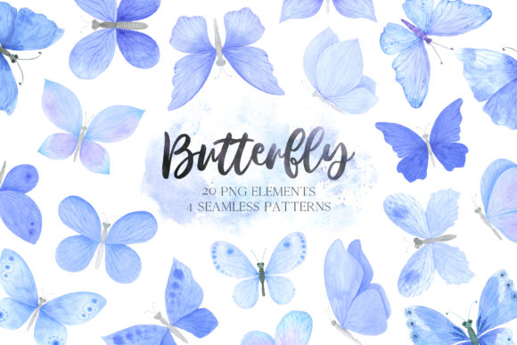 Watercolor Blue Butterfly Clipart for Creative Projects