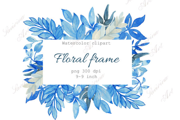 Watercolor Blue Frame Delicate Twigs Png: A Versatile Decorative Asset for Creative Projects
