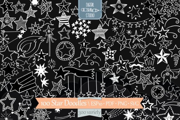 White Star Constellation Garland Doodle